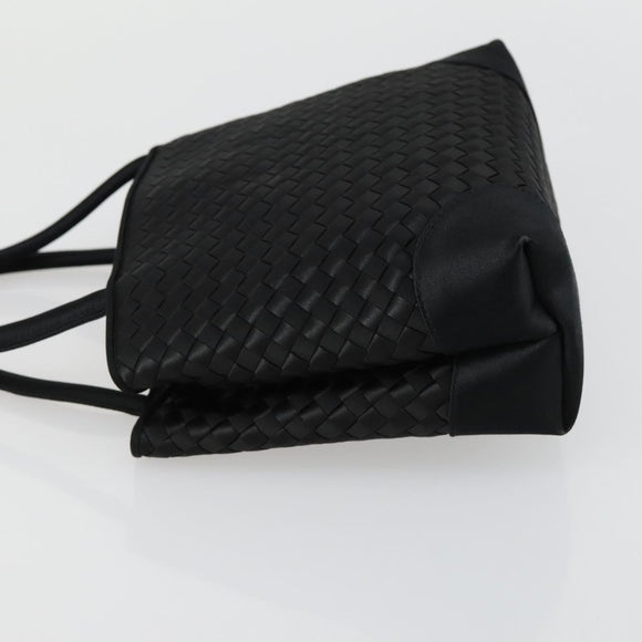 BOTTEGA VENETA INTRECCIATO Hand Bag Satin Black Gold Auth ki6189