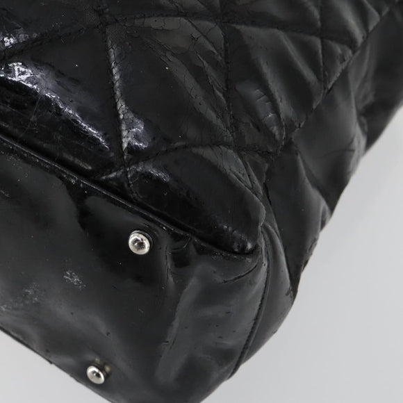 CHANEL Paris Biarritz Tote Bag Patent leather Black CC Auth ki6192