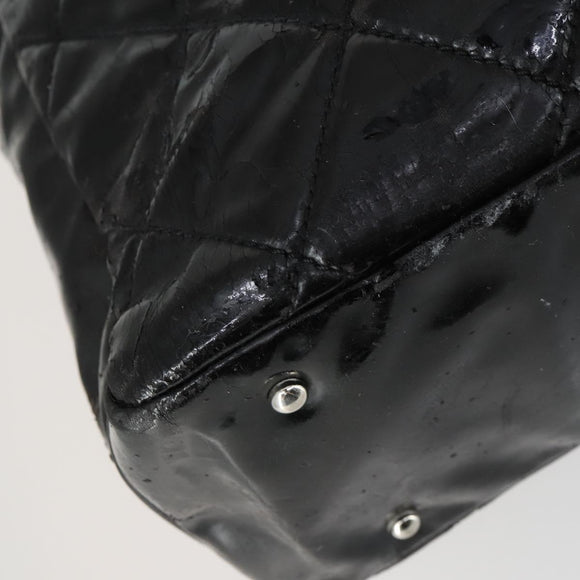 CHANEL Paris Biarritz Tote Bag Patent leather Black CC Auth ki6192
