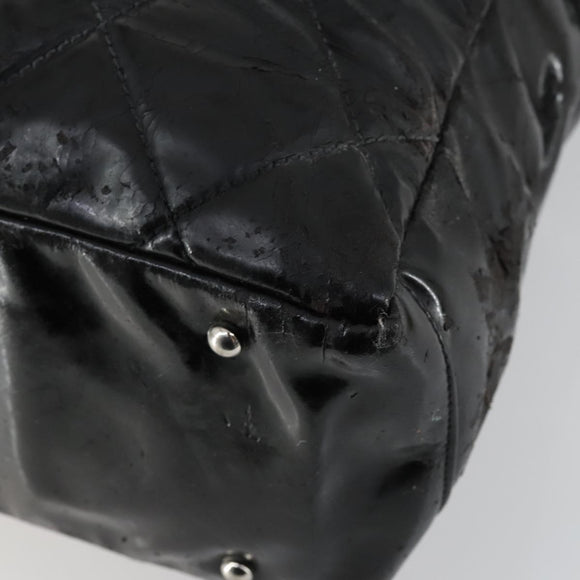 CHANEL Paris Biarritz Tote Bag Patent leather Black CC Auth ki6192