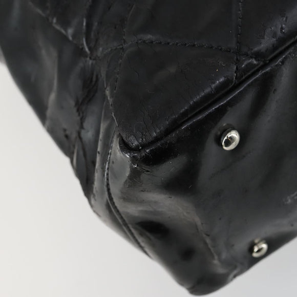 CHANEL Paris Biarritz Tote Bag Patent leather Black CC Auth ki6192