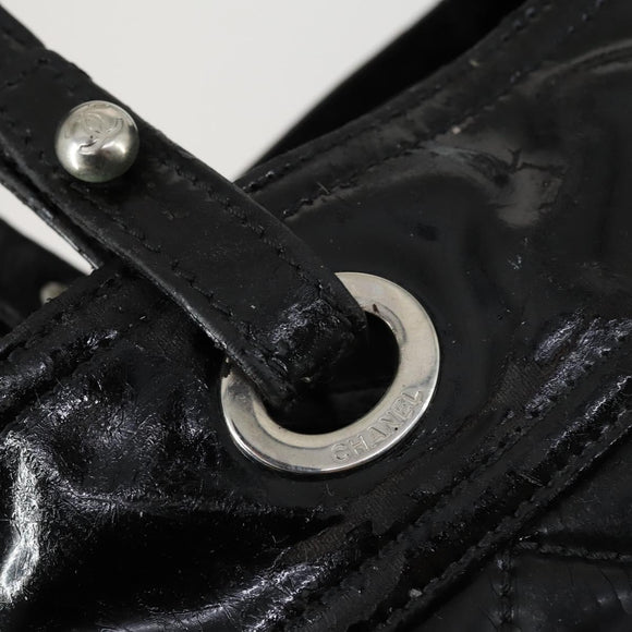 CHANEL Paris Biarritz Tote Bag Patent leather Black CC Auth ki6192