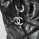 CHANEL Paris Biarritz Tote Bag Patent leather Black CC Auth ki6192-10
