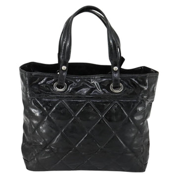 CHANEL Paris Biarritz Tote Bag Patent leather Black CC Auth ki6192 - 0