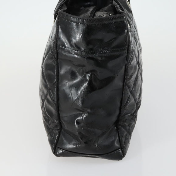 CHANEL Paris Biarritz Tote Bag Patent leather Black CC Auth ki6192