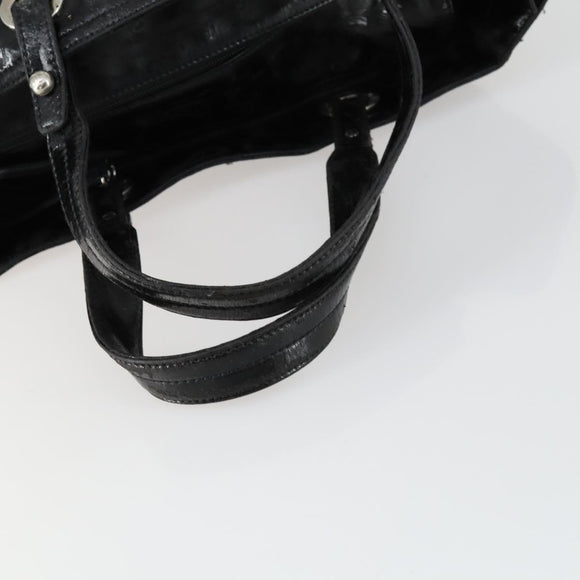 CHANEL Paris Biarritz Tote Bag Patent leather Black CC Auth ki6192