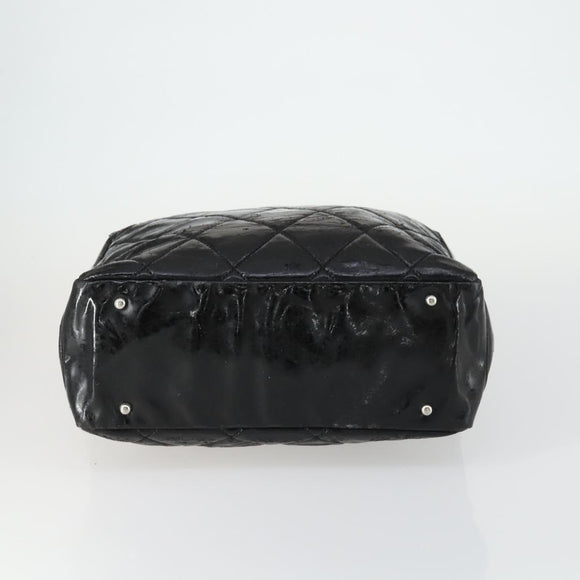 CHANEL Paris Biarritz Tote Bag Patent leather Black CC Auth ki6192