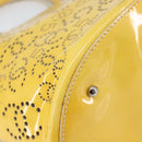 CHANEL No.5 Punching Hand Bag Patent leather Yellow Silver CC Auth ki6193-14