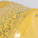 CHANEL No.5 Punching Hand Bag Patent leather Yellow Silver CC Auth ki6193-10