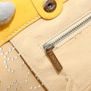 CHANEL No.5 Punching Hand Bag Patent leather Yellow Silver CC Auth ki6193-21