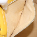 CHANEL No.5 Punching Hand Bag Patent leather Yellow Silver CC Auth ki6193-24