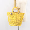 CHANEL No.5 Punching Hand Bag Patent leather Yellow Silver CC Auth ki6193-25
