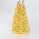 CHANEL No.5 Punching Hand Bag Patent leather Yellow Silver CC Auth ki6193-3