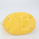 CHANEL No.5 Punching Hand Bag Patent leather Yellow Silver CC Auth ki6193-5