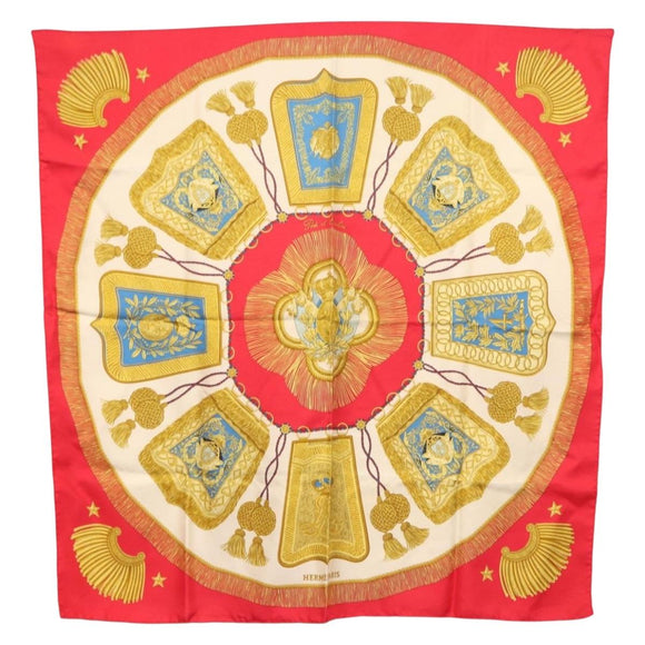 HERMES Carre 90 Scarf Silk Red Auth ki6200