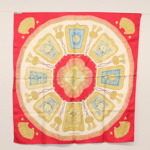 HERMES Carre 90 Scarf Silk Red Auth ki6200