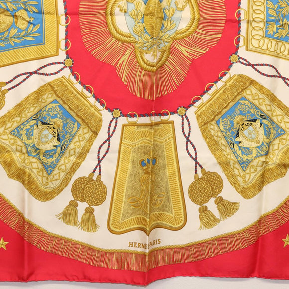 HERMES Carre 90 Scarf Silk Red Auth ki6200