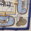 HERMES Carre 90 Scarf ""GRAND APPARAT"" Silk Blue Auth ki6201-10