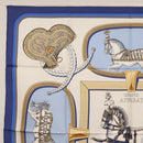 HERMES Carre 90 Scarf ""GRAND APPARAT"" Silk Blue Auth ki6201-2