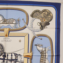 HERMES Carre 90 Scarf ""GRAND APPARAT"" Silk Blue Auth ki6201-4