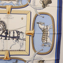 HERMES Carre 90 Scarf ""GRAND APPARAT"" Silk Blue Auth ki6201-7
