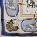 HERMES Carre 90 Scarf ""GRAND APPARAT"" Silk Blue Auth ki6201-8