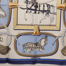 HERMES Carre 90 Scarf ""GRAND APPARAT"" Silk Blue Auth ki6201-9