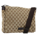 GUCCI GG Canvas Shoulder Bag Beige Silver 146236 Auth ki6202-1