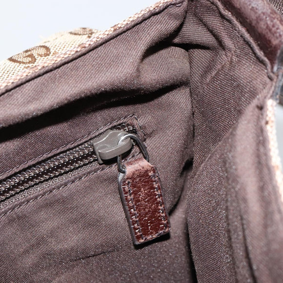 GUCCI GG Canvas Shoulder Bag Beige Silver 146236 Auth ki6202