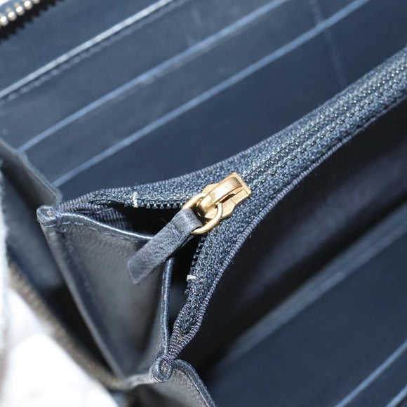 CHANEL 2.55 Zip Around Wallet Denim Blue Gold CC Auth ki6204M