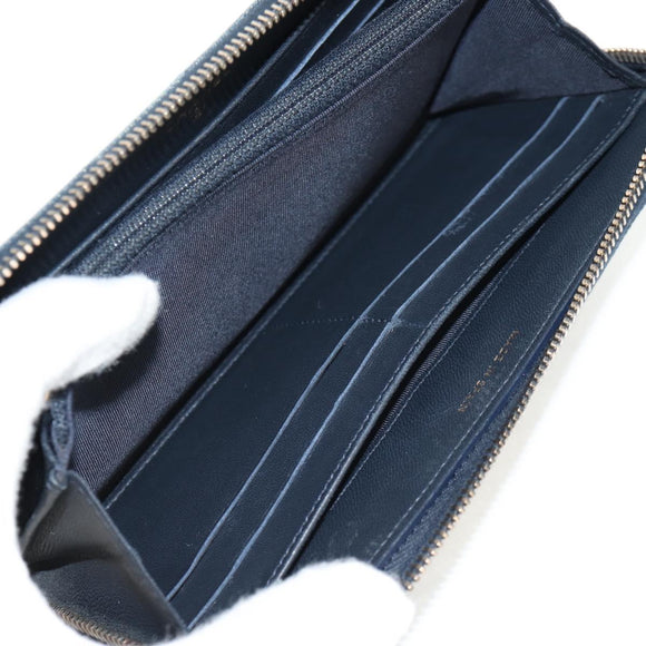 CHANEL 2.55 Zip Around Wallet Denim Blue Gold CC Auth ki6204M