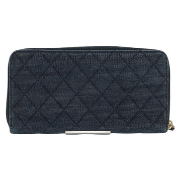 CHANEL 2.55 Zip Around Wallet Denim Blue Gold CC Auth ki6204M - 0