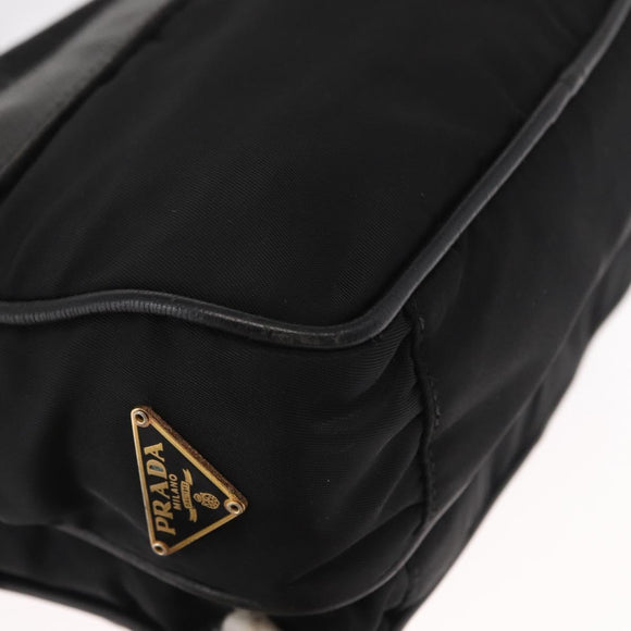 PRADA Shoulder Bag Nylon Leather Black Gold Auth ki6206