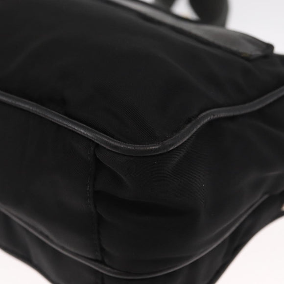 PRADA Shoulder Bag Nylon Leather Black Gold Auth ki6206