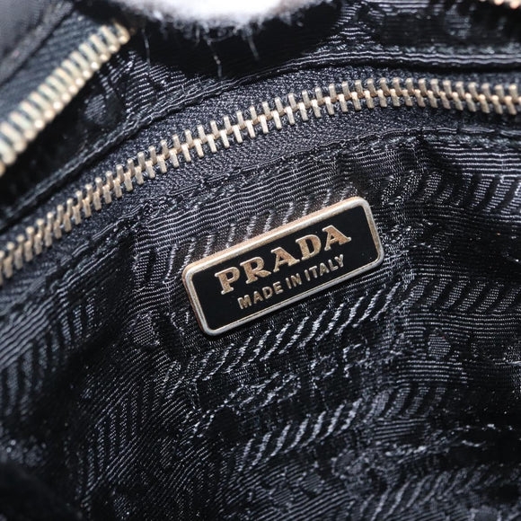 PRADA Shoulder Bag Nylon Leather Black Gold Auth ki6206