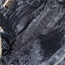 PRADA Shoulder Bag Nylon Leather Black Gold Auth ki6206-10