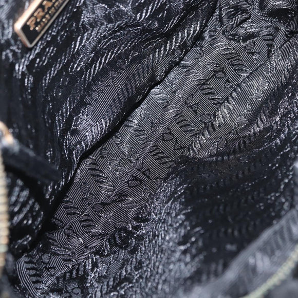 PRADA Shoulder Bag Nylon Leather Black Gold Auth ki6206