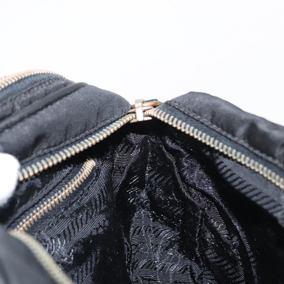 PRADA Shoulder Bag Nylon Leather Black Gold Auth ki6206