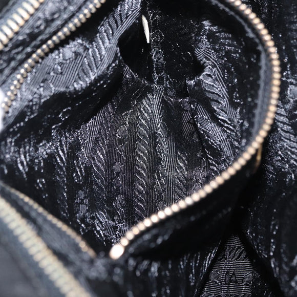 PRADA Shoulder Bag Nylon Leather Black Gold Auth ki6206