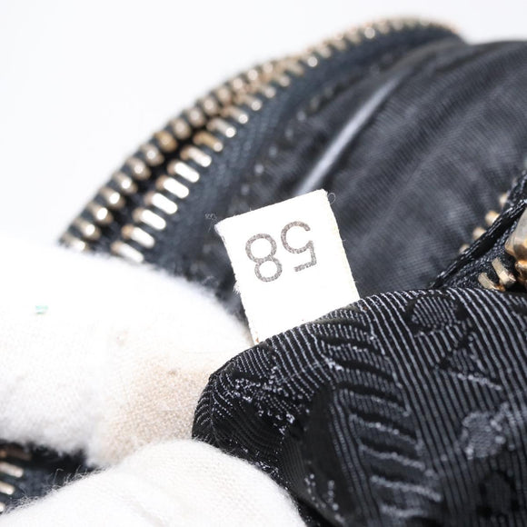 PRADA Shoulder Bag Nylon Leather Black Gold Auth ki6206