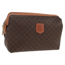 CELINE Macadam Canvas Pouch PVC Leather Brown Gold Auth ki6210A-1