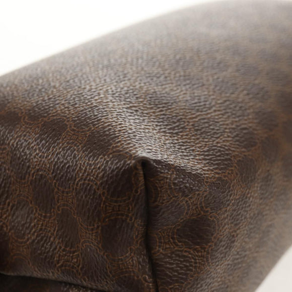 CELINE Macadam Canvas Pouch PVC Leather Brown Gold Auth ki6210A