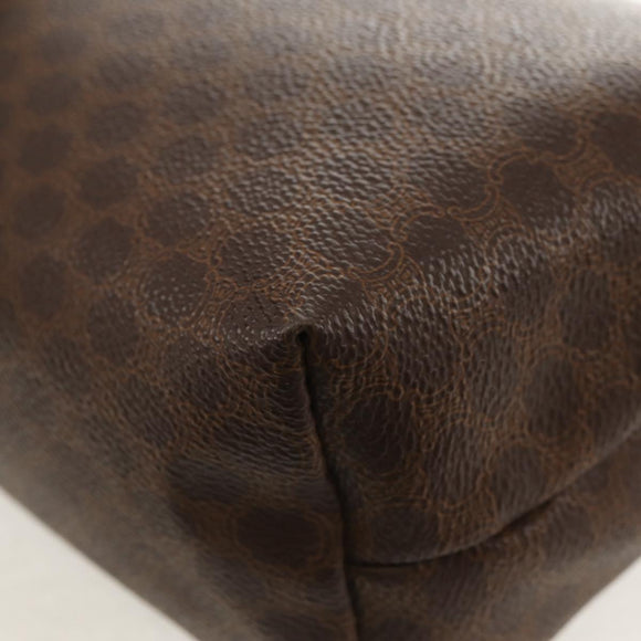 CELINE Macadam Canvas Pouch PVC Leather Brown Gold Auth ki6210A