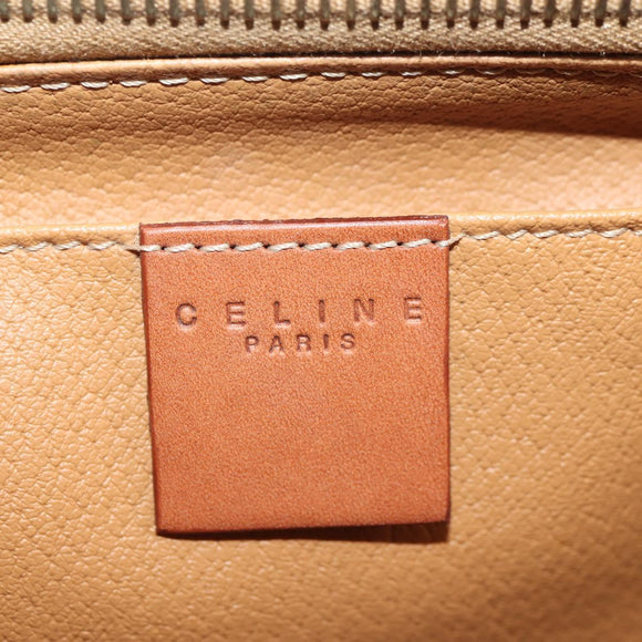 CELINE Macadam Canvas Pouch PVC Leather Brown Gold Auth ki6210A