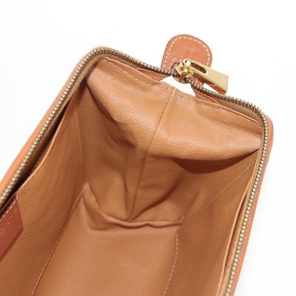 CELINE Macadam Canvas Pouch PVC Leather Brown Gold Auth ki6210A