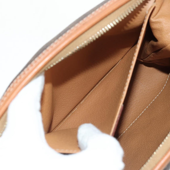 CELINE Macadam Canvas Pouch PVC Leather Brown Gold Auth ki6210A