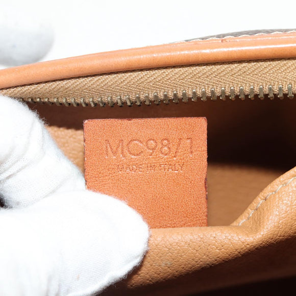 CELINE Macadam Canvas Pouch PVC Leather Brown Gold Auth ki6210A