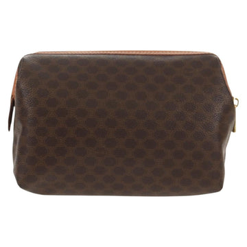 CELINE Macadam Canvas Pouch PVC Leather Brown Gold Auth ki6210A - 0