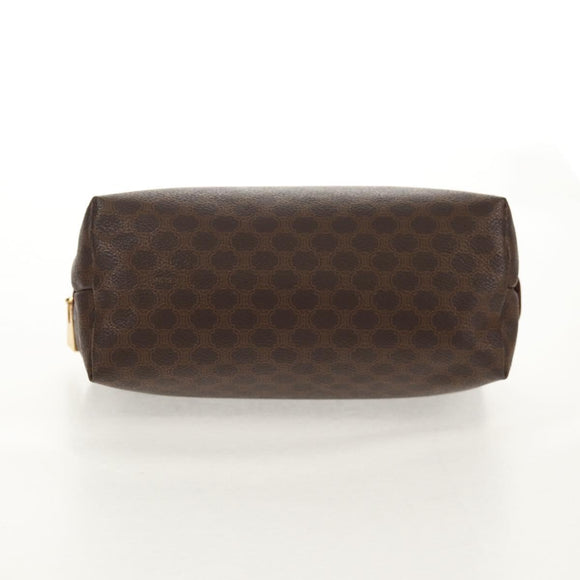 CELINE Macadam Canvas Pouch PVC Leather Brown Gold Auth ki6210A
