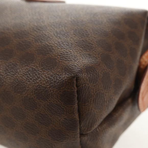 CELINE Macadam Canvas Pouch PVC Leather Brown Gold Auth ki6210A